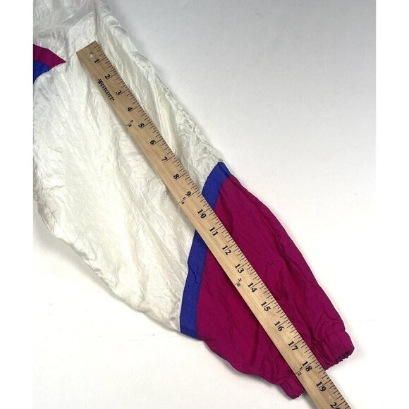 VTG 1980s BOLD SPIRIT Womens SMALL Jewel Tone Nylon Zip-Up Windbreaker JACKET - Picture 7 of 10